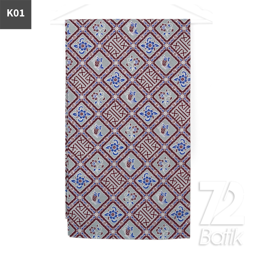 KAIN BATIK KATUN Premium Motif Kawung Ikan Warna Kuning Abu 723028 Cap 72IL Jarik Jarit Samping Kebat Panjang Batik Katun Modern Premium Bahan Seragam Batik Pernikahan Kantor Keluarga Murah Kamen Jadi Batik Bali Lembaran