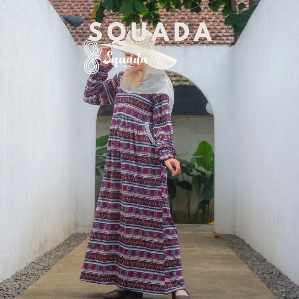 SQUADA | OLEA DRESS - Homedres Wanita Busui Bumil Friendly Bahan Kaos Cotton Premium Gamis Daily Kek