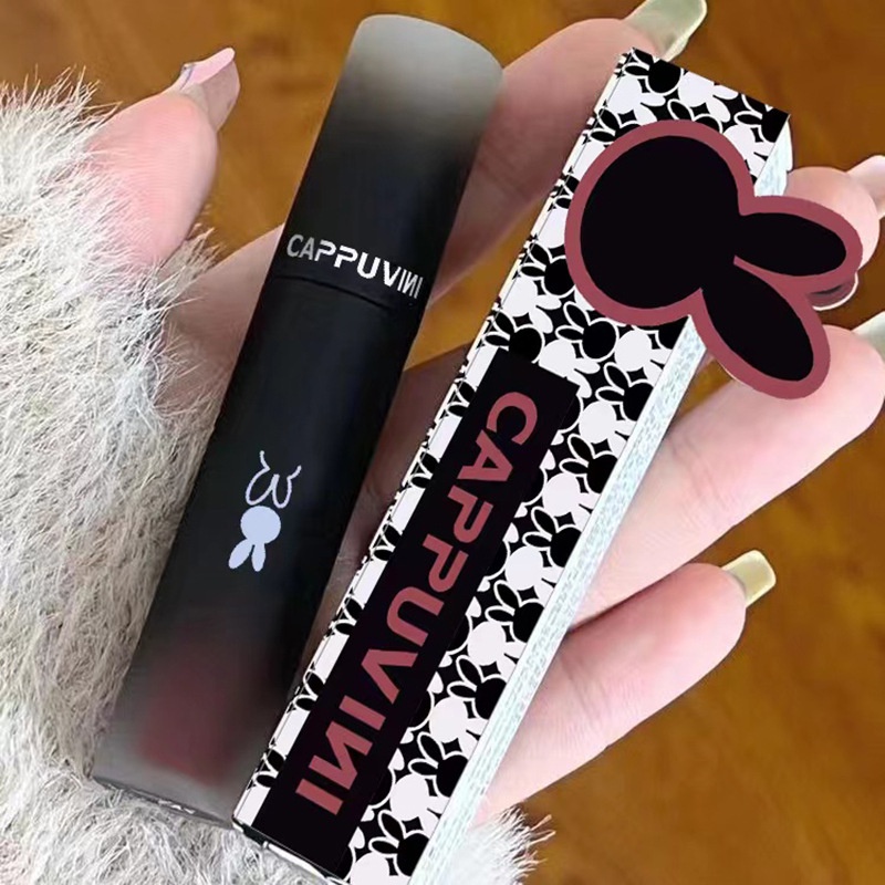 Cappuvini Matte Lip Glaze Dark Series Lipstick Warna Gelap Cappuvini Lipstick Matte Velvet Lip Gloss Waterproof Tahan Lama-2