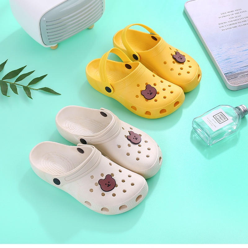 Sandal Slip On Wanita Motif Bear Simple EF37 Bahan Karet Empuk Elastis ACC