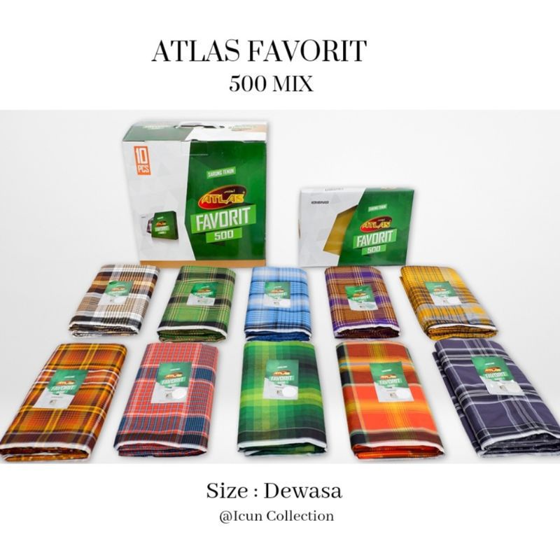Sarung Atlas Faforit  500 mix Sarung Kotak- kotak dewasa