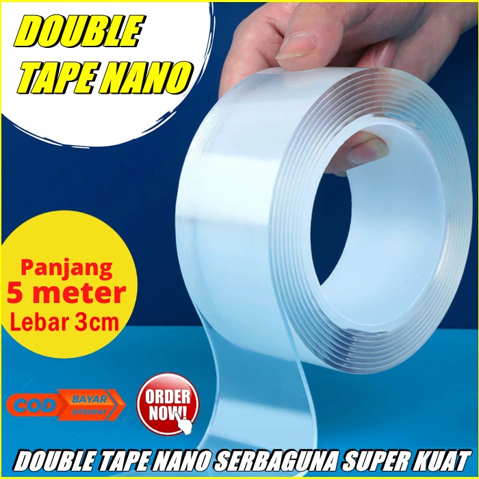 

Double Tape Nano Magic 5M Transparan Selotip Isolasi Bening Perekat Super Kuat