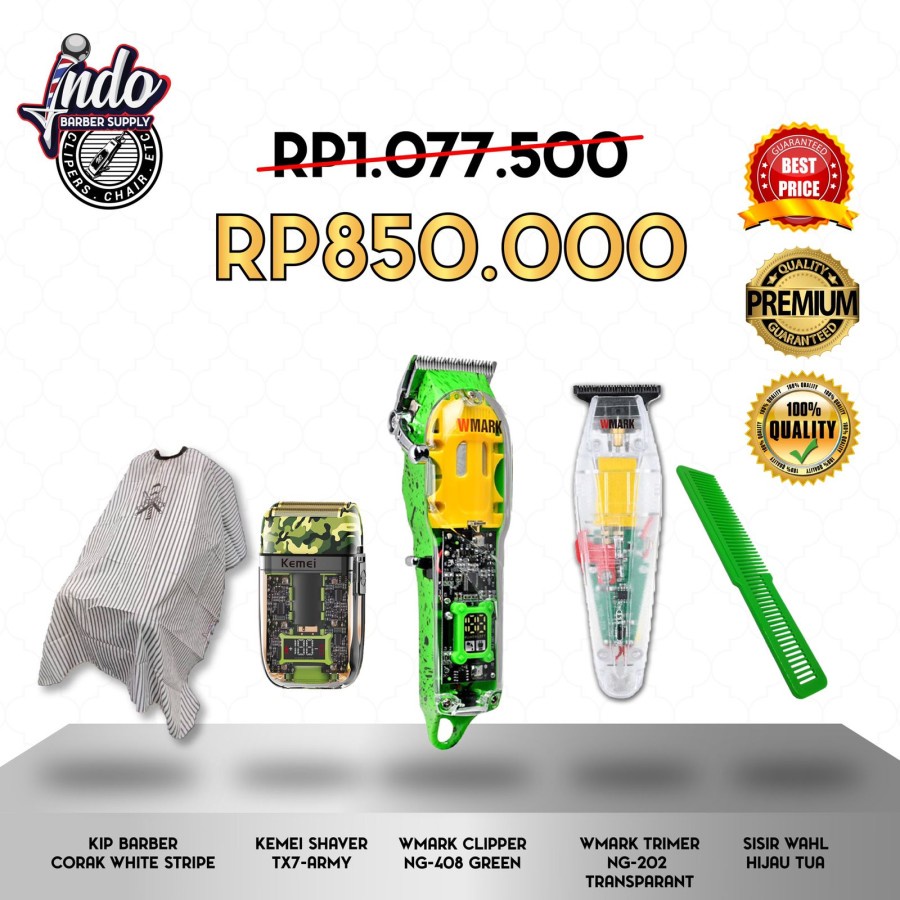 PAKET HIJAU TRANSPARANT KIP SHAVER CLIPPER TRIMMER SISIR