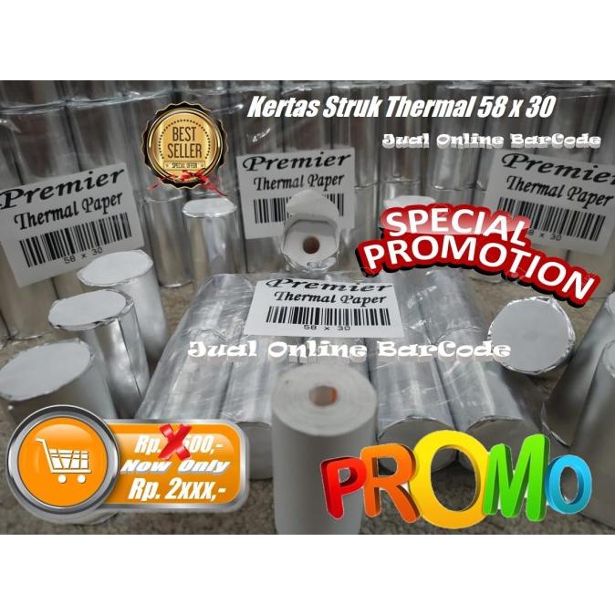 

CORELESS KERTAS THERMAL 58X30 | 58 X 30 MOBILE PRINTER