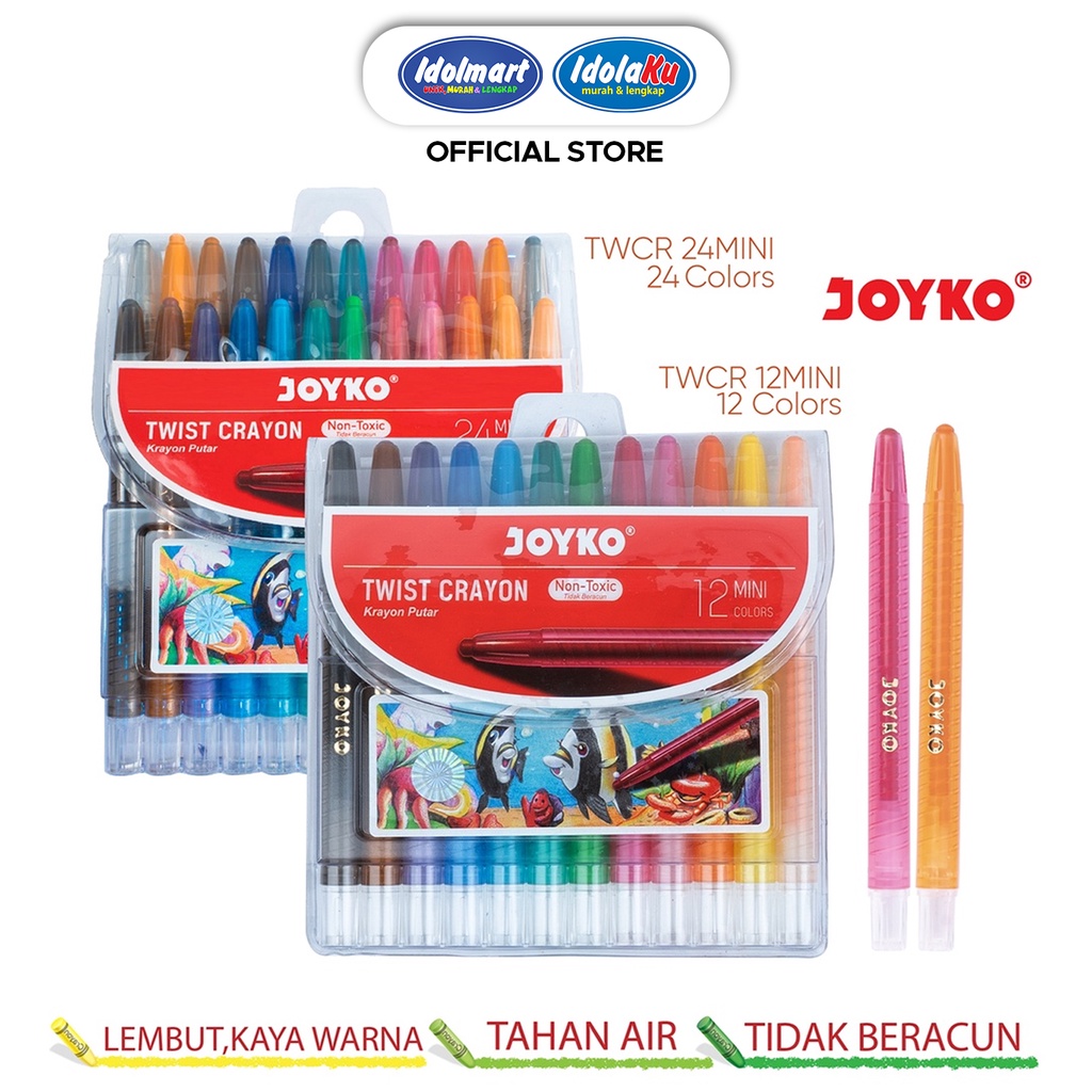 

IDOLMART Krayon Putar Mini Twist Crayon Joyko TWCR 12 & 24 Warna