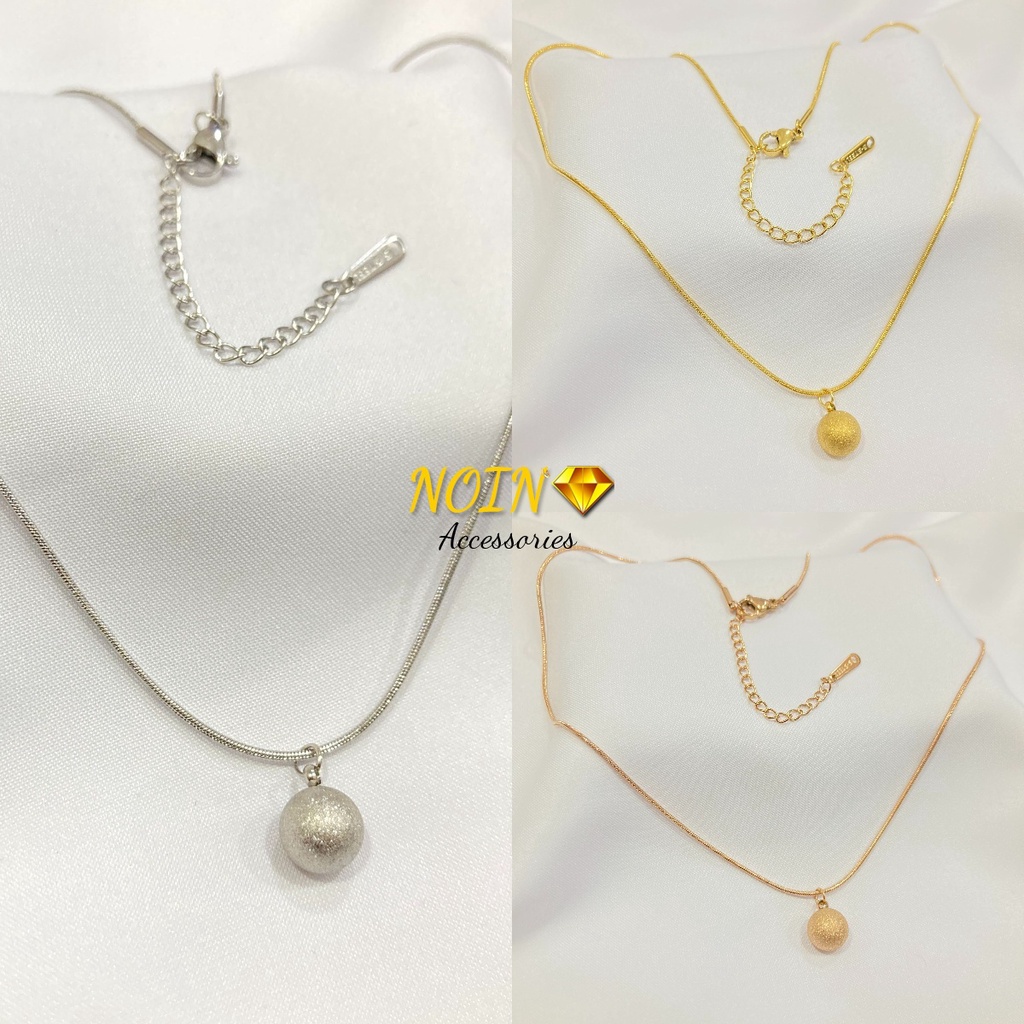 Kalung Wanita Titanium Belut Boba Pasir dan Polos Necklace Simple