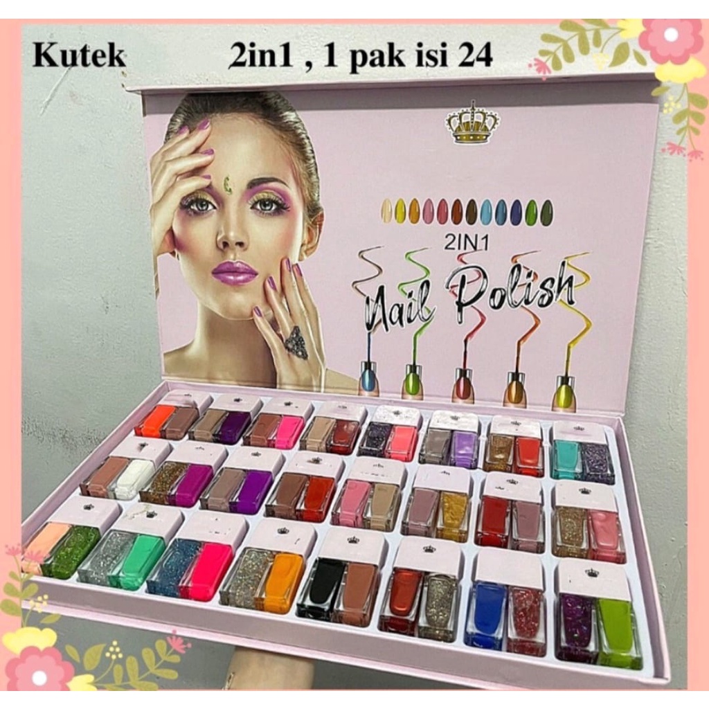 [PER PAK ISI 24PCS] Kutek Beauty 2in1 Nail Polish Per Set BLS REV.