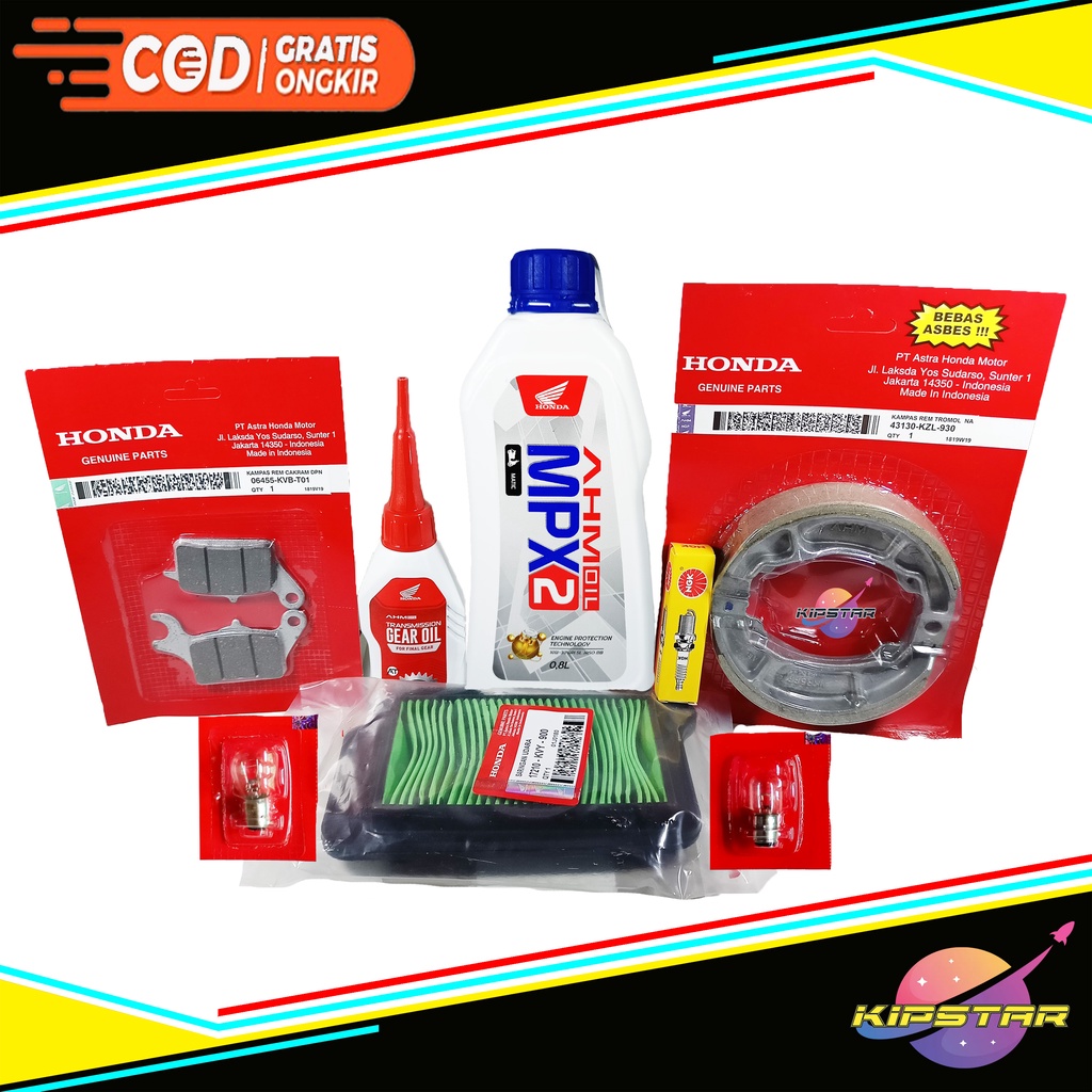 PAKET SERVICE BEAT KARBU SCOOPY KARBU / PAKET KAMPAS REM DEPAN BELAKANG OLI MPX 2 OLI GEAR AHM BUSI 