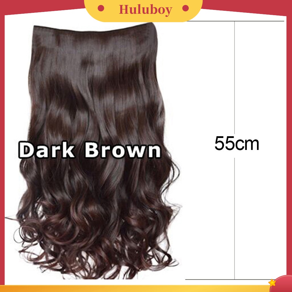 Wig Rambut Sintetis Model Panjang Keriting Gelombang Tahan Panas Dengan 5 Klip Untuk Wanita