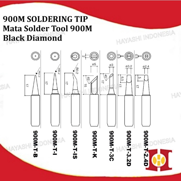 Mata Kepala Solder Station 900M Tip Head Black Diamond 936 936A 908S - 10pcs