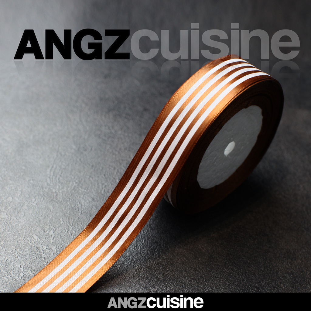 

ANGZCUISINE Pita Garis Garis Putih Lebar 2.5cm Panjang 2 meter Brown