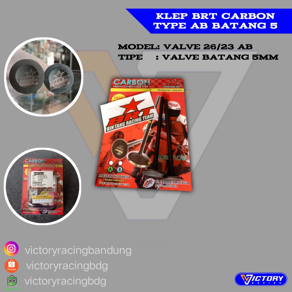 Jual KLEP BRT CARBON 26 23 AB BATANG 5MM ORIGINAL BRT RACING PAYUNG ...