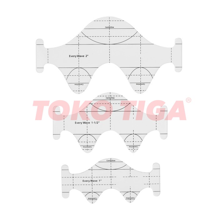 

Matr Penggaris / Quilting Template Model Wave Gelombang Isi 3 Pcs (Qtskew3)