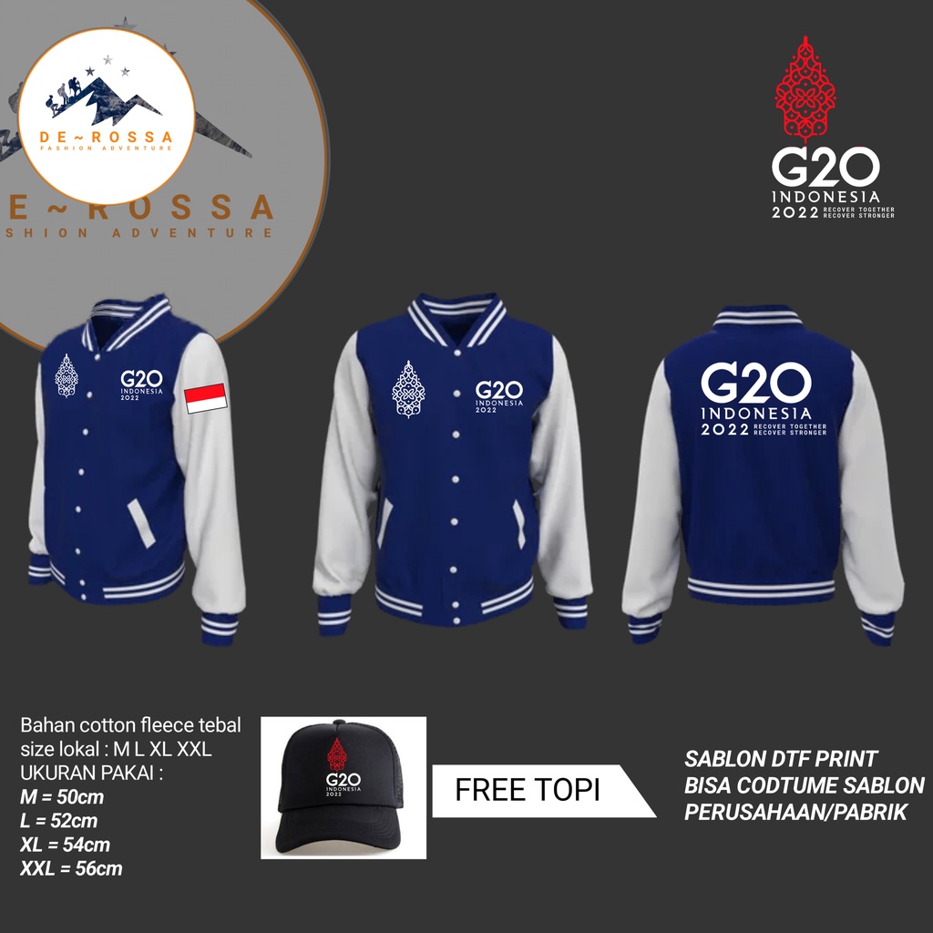 Promo  Jaket G20 - Jaket versity zipper BIsa Costume Tulisan Free Topi