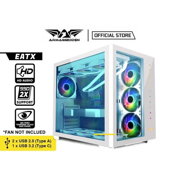Casing Gaming Armaggeddon Tessaraxx Core 12 Air E-ATX | White PC Case