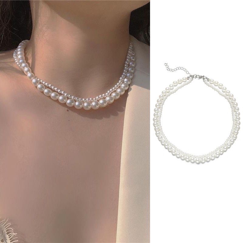 kalung mutiara double layer / kalung pearl korean style / chocker pearl korea