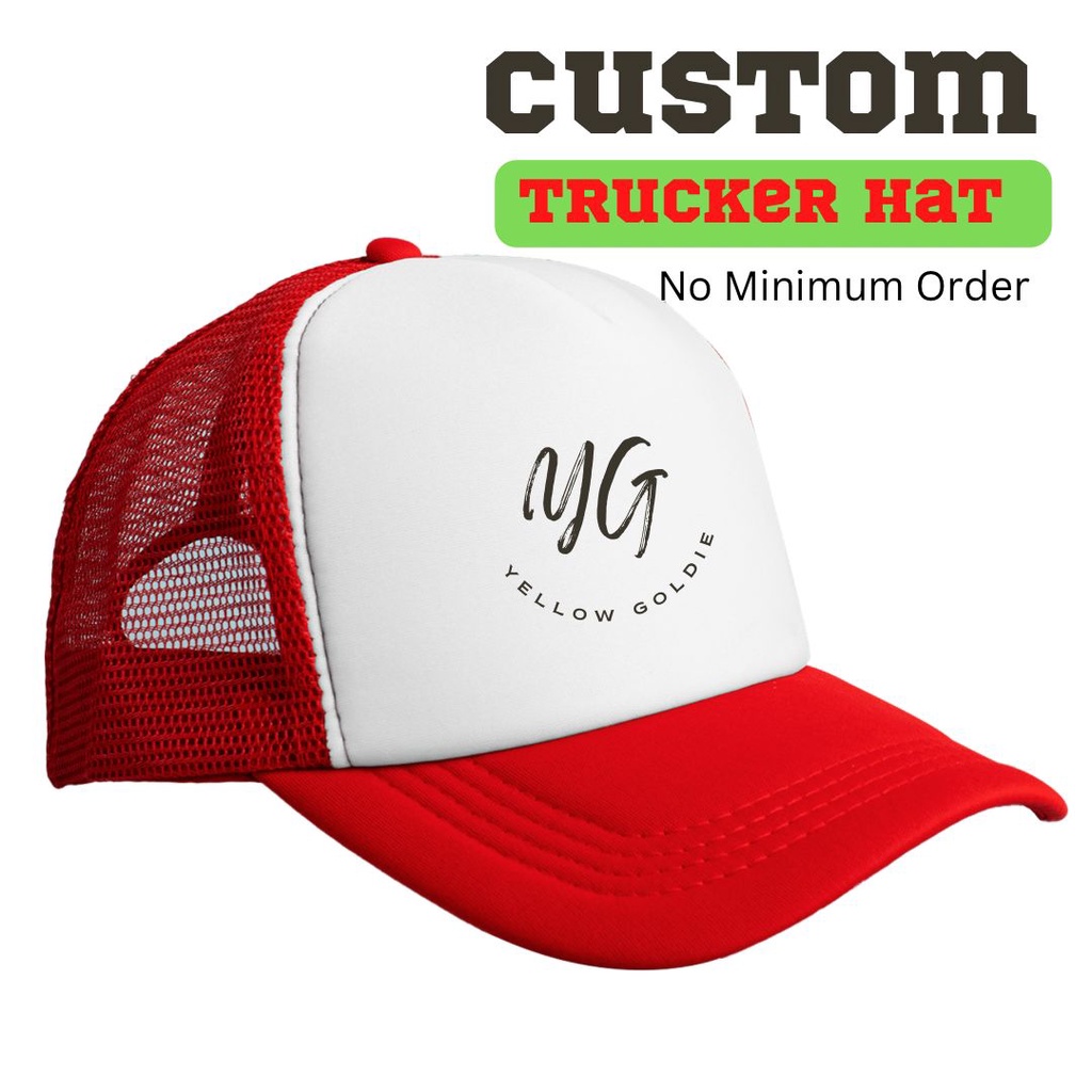 custom topi trucker jaring sablon gambar design kata-kata satuan grosir
