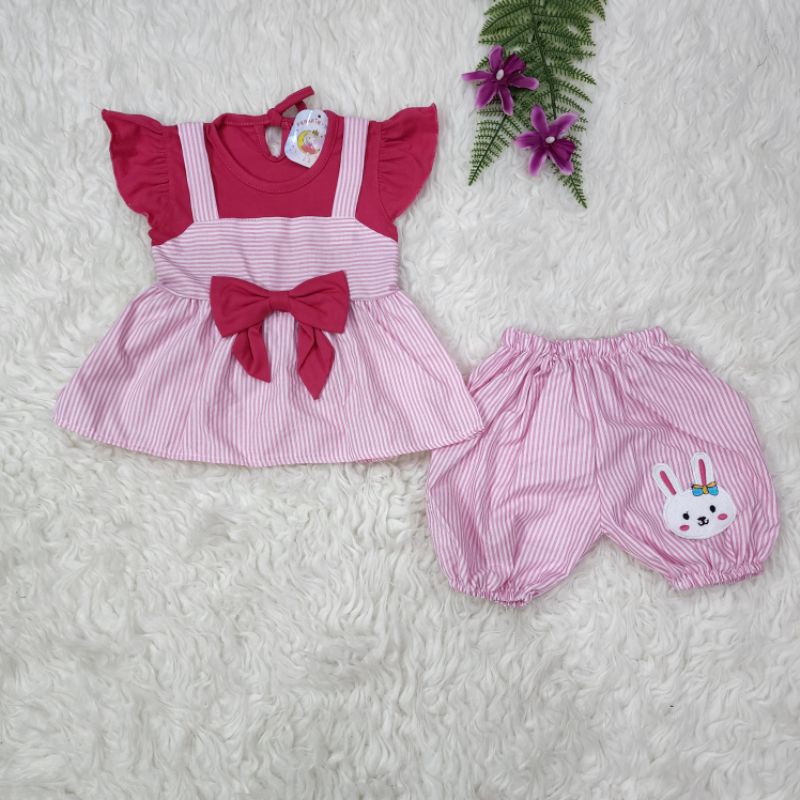 baju bayi perempuan Stelab celana pita Bunny