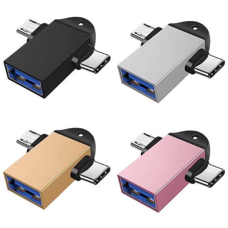 Non Kabel OTG Converter 2in1 USB 3.0 To Micro USB - Type C Data Converter