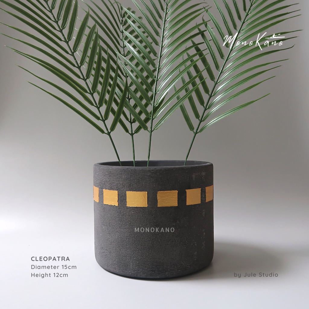 Pot Tanaman Besar D15 Cleopatra/Concrete Pot/Pot Hitam Doff/Black Gold/Pot Semen /Beton/Aesthetic Po