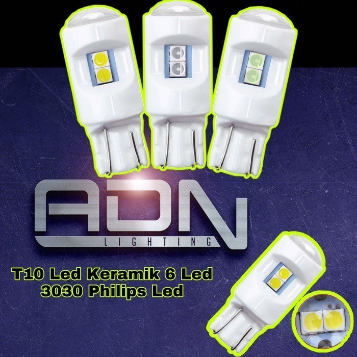 ADN.in lampu led T10 6 Titik Keramik Lampu Sein Senja Motor/Mobil