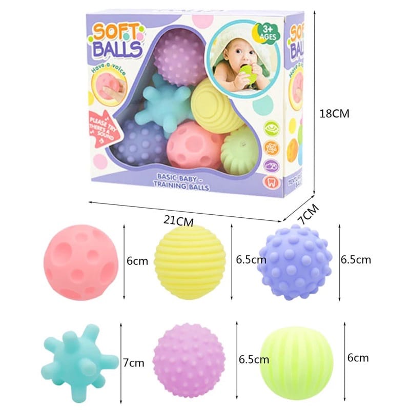 Textured Soft Ball Mainan Bola Karet Anak Bola Karet Mainan Bayi Sensory Play Bola Karet Mainan Anak Mainan Montessori Anak Mainan Mandi Anak 327-1