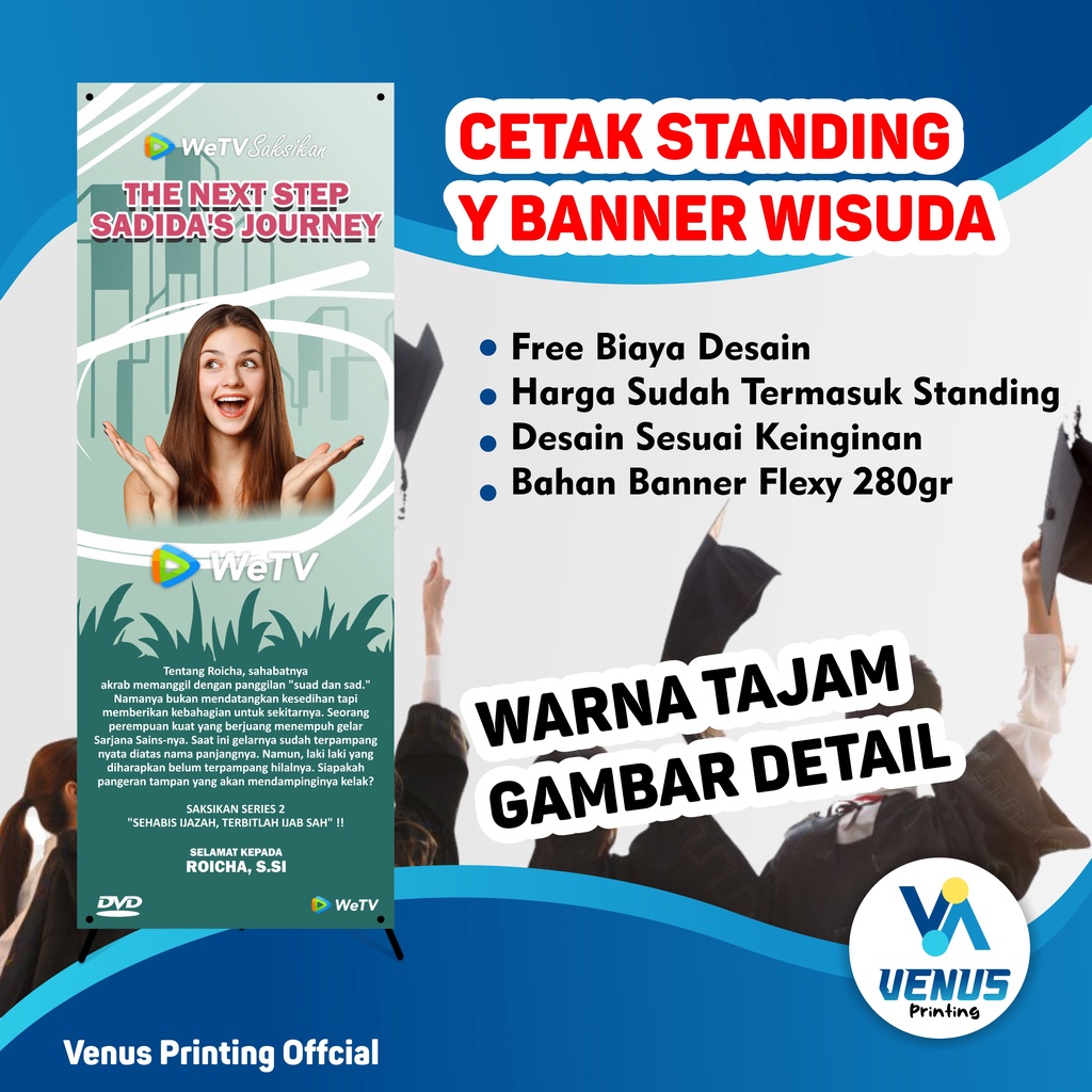 Jual Cetak X Banner Wisuda Y Banner Wisuda MMT Banner Spanduk Sudah Termasuk Standing Free