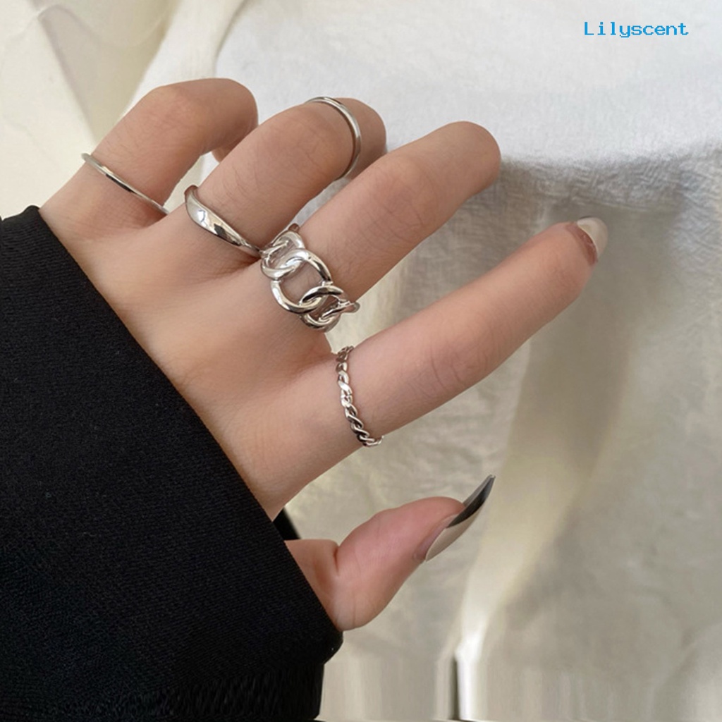 [LS]5 Pcs Cincin Jari Jari Anti Alergi Wearable Alloy Vintage Finger Rings Set Untuk Hadiah