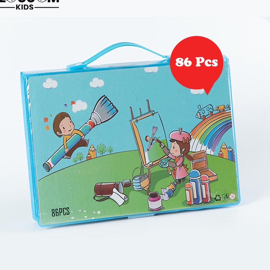 

((J-6-7 ❤> Crayon Anak Set Koper 86Pcs In 1 Krayon Mewarnai Anak - Blossom Kids amanah