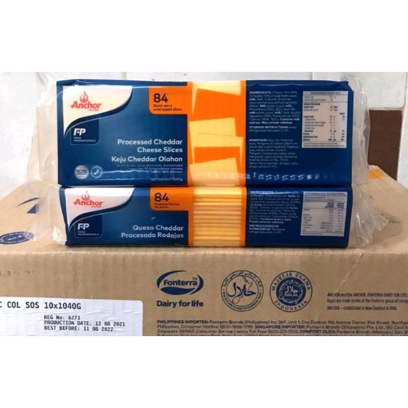 Cheddar Cheese Slice 1040 Gr / Keju Anchor Orange Slice isi 84 lembar