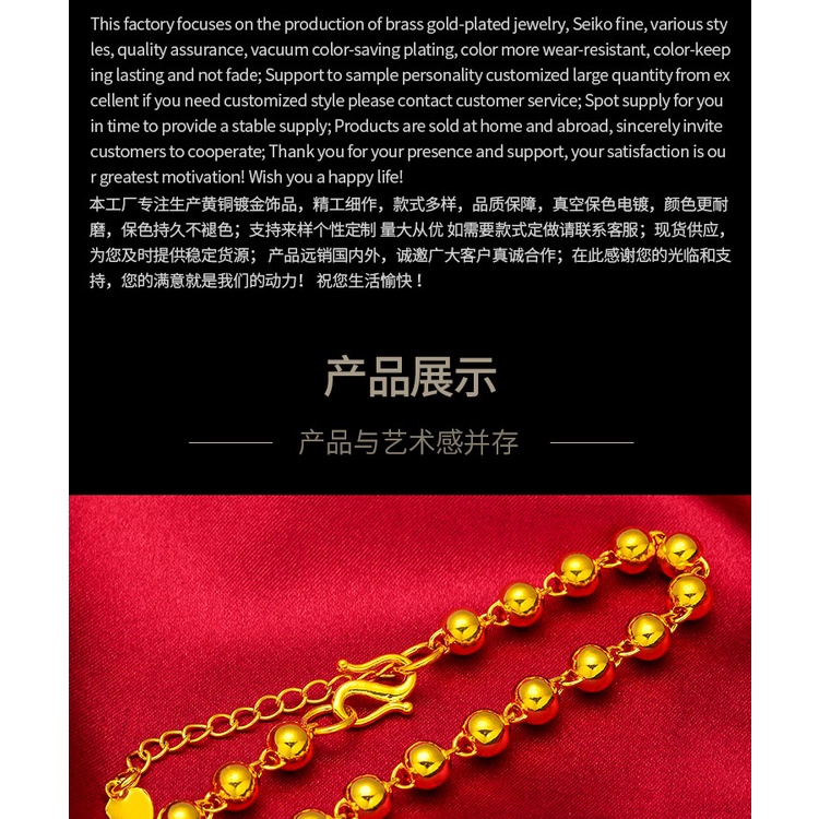 Goldkingdom Fashion Perhiasan Emas Asli Kadar 375 Bangkok Aksesoris Ready Stock Gilt Halus Bermotif Buddha Beads Transfer Bead Gelang Aman Dan Beruntung