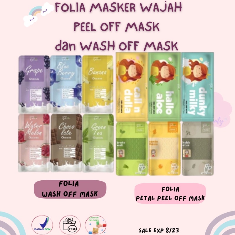 FOLIA MASKER WAJAH WASH OFF MASK FOLIA PEEL OFF BPOM & PARFUM LAFALOVA X VICHIRA SERIES BARU 6ML ROL