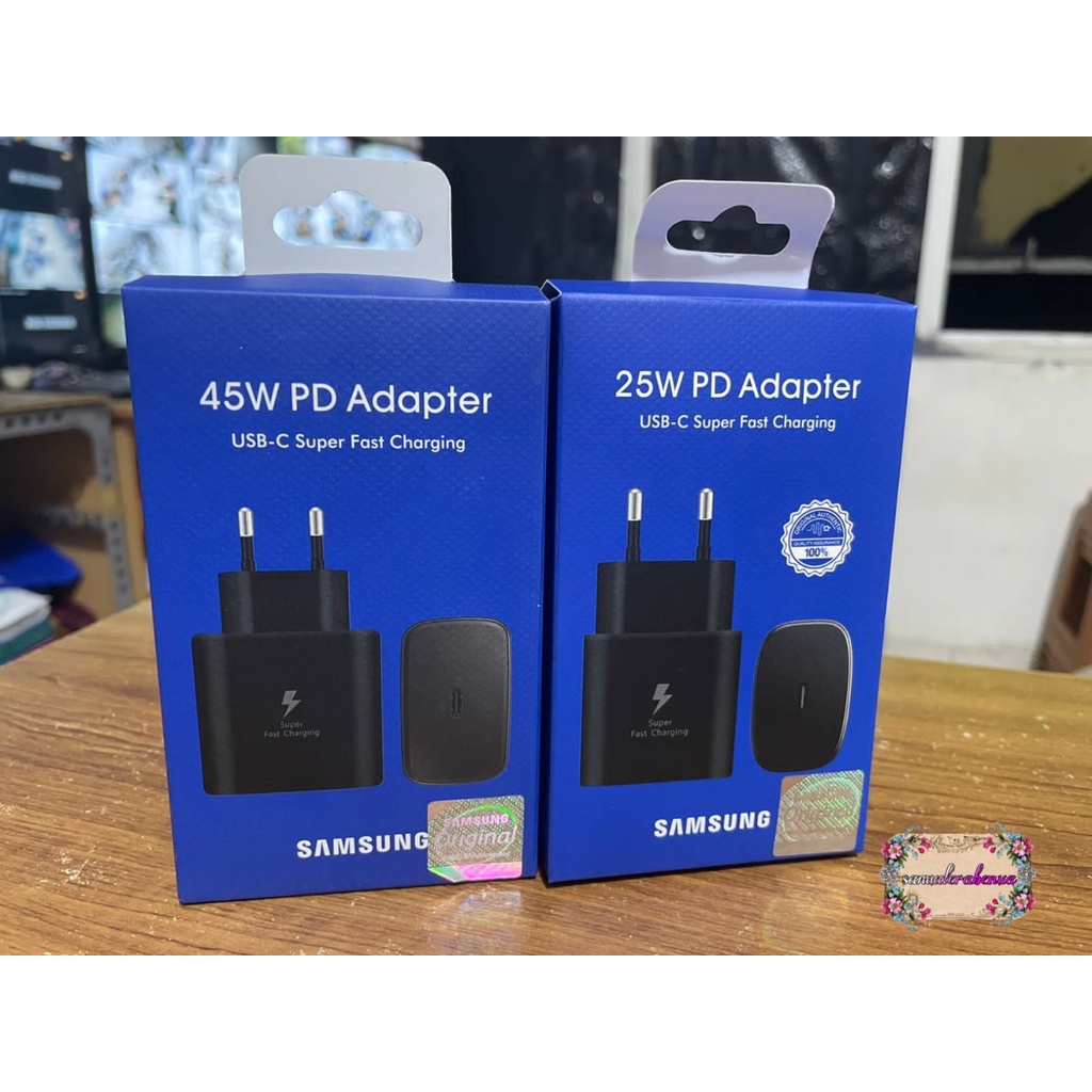 Adaptor Kepala batok Charger Casan Samsung Galaxy A33 A53 A73 5G a32 A52 a72 A52S note 10 note 20 S21 S21+ S21 ultra s22 s22ultra z flip 3 z fold 4 25W &amp; 45W Original USB C TO C Super Fast Charging SB4509