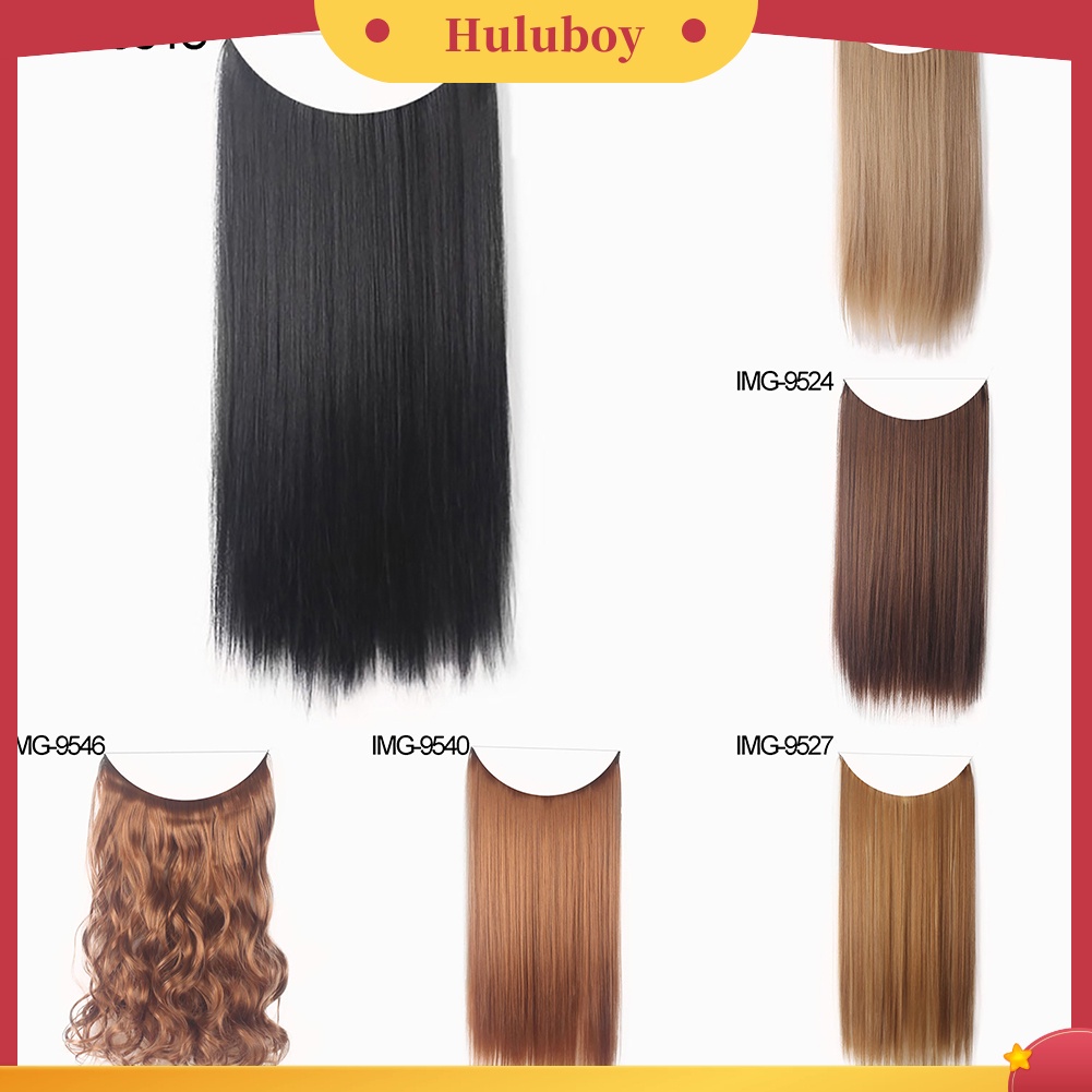 Wig Rambut Ekstensi Model Panjang Keriting Lurus Bahan Serat Alami Untuk Wanita