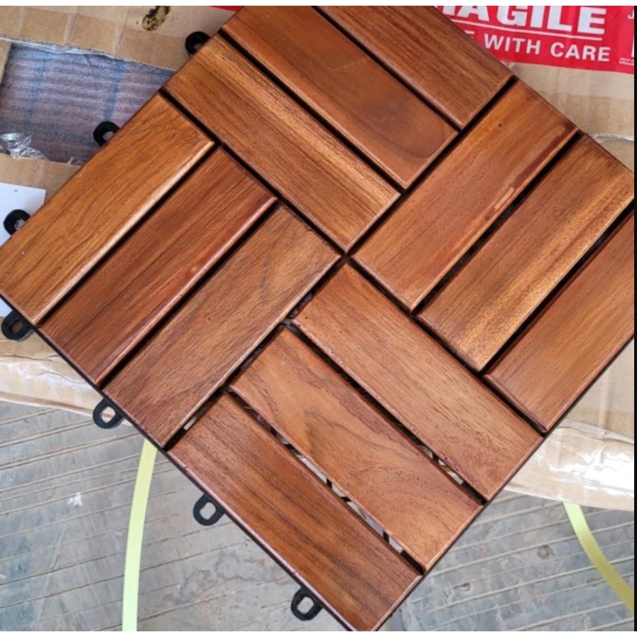 decking tile lantai kayu jati bongkar pasang 30x30 cm