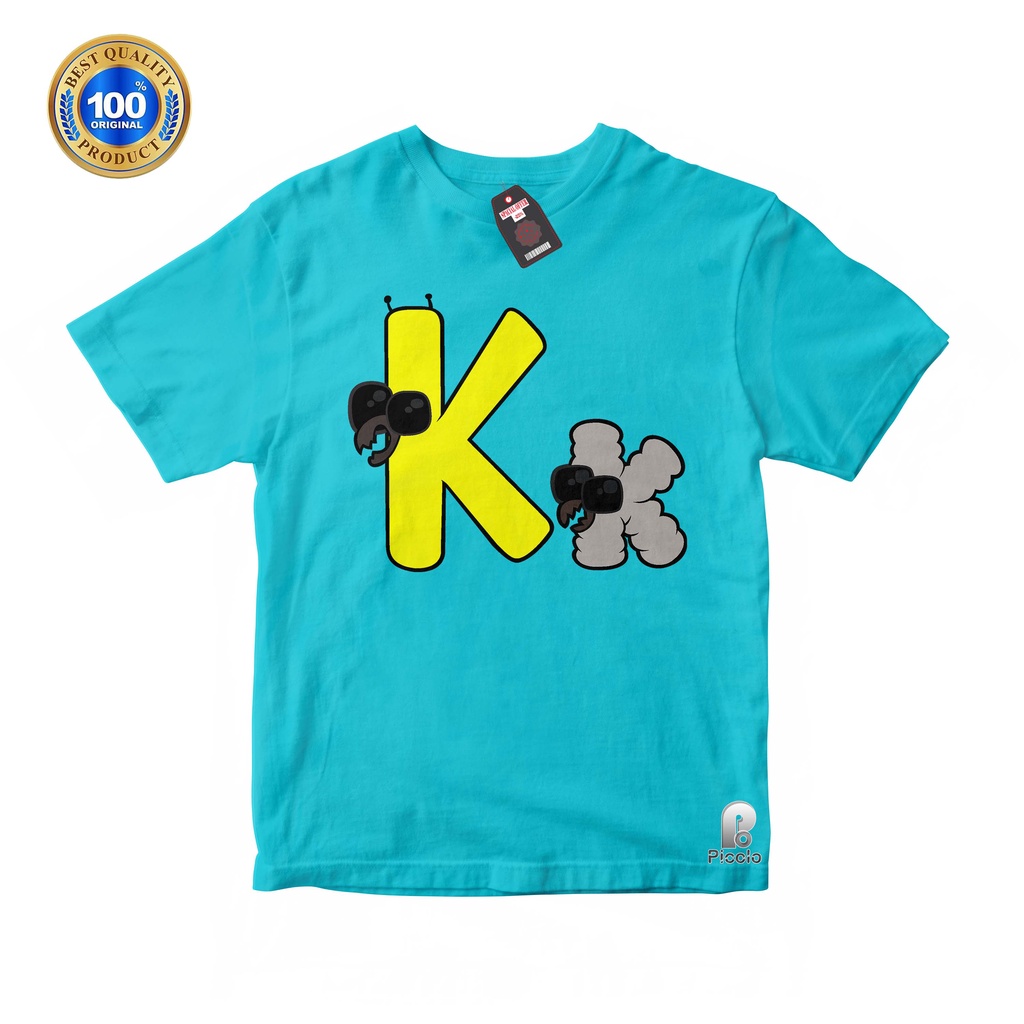 BAJU ANAK KAOS ATASAN ANAK HURUF K UNISEX Bahan COTTUN (FREE NAMA)