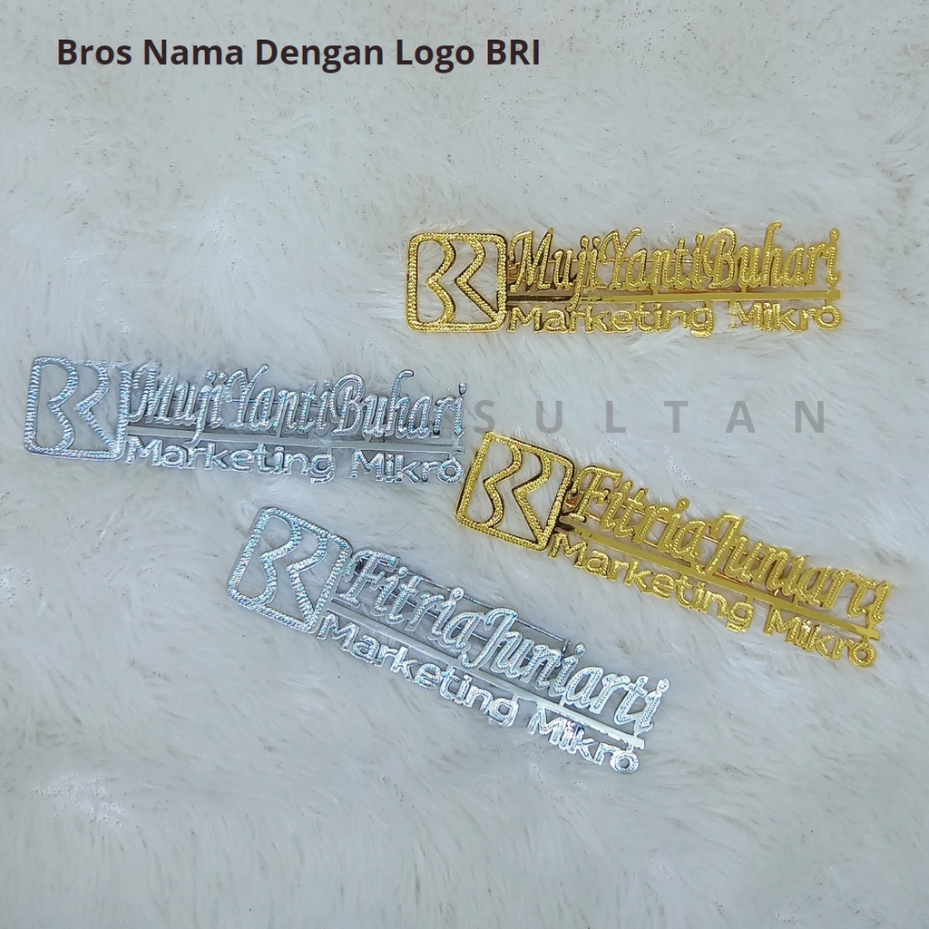 Bros Nama &amp; NIP  Pin Nama dan NIP Kuningan Lapis Emas