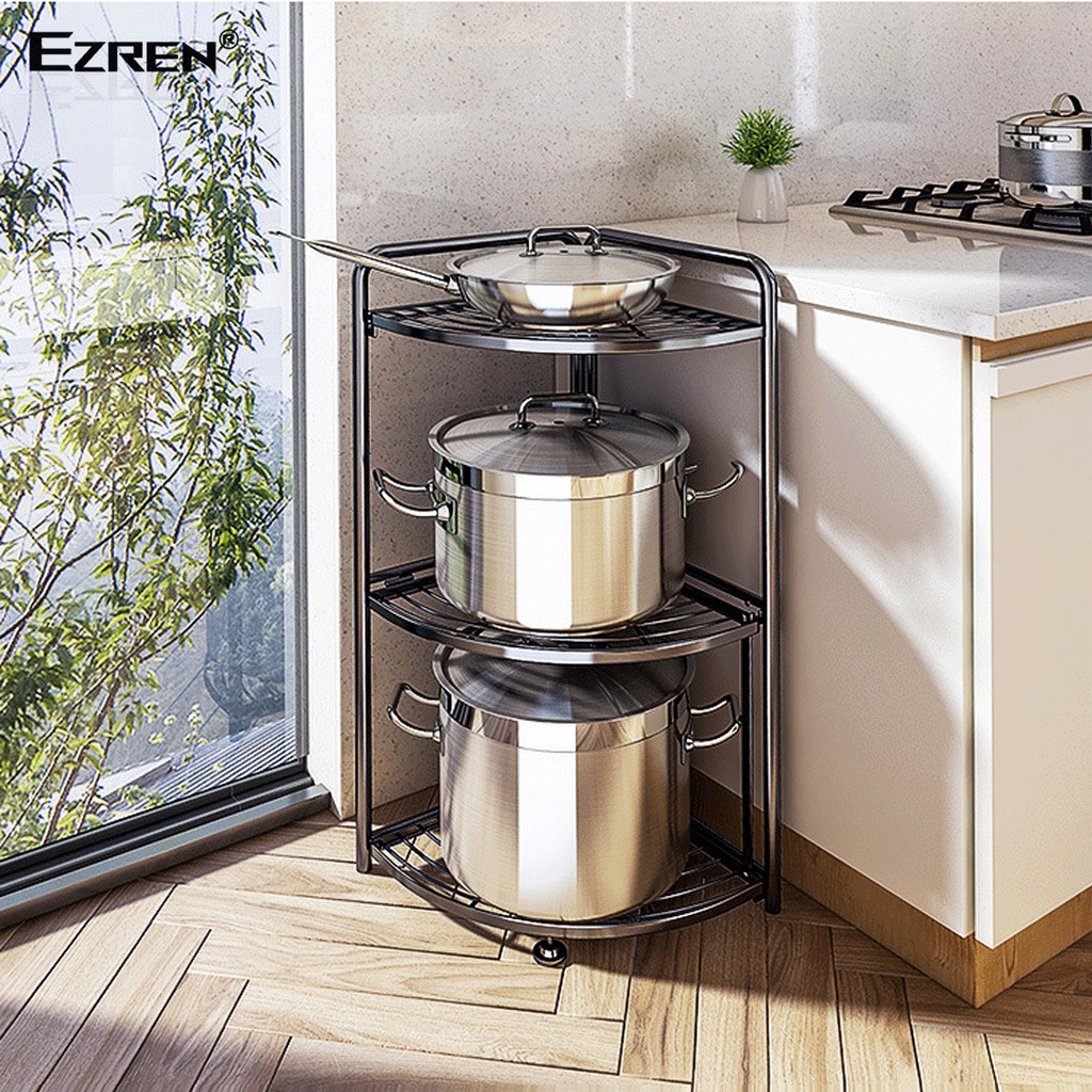 Ezren EZ-0169 Rak Kamar Mandi Rak Sudut 3 Susun Dapur Caoting Iron