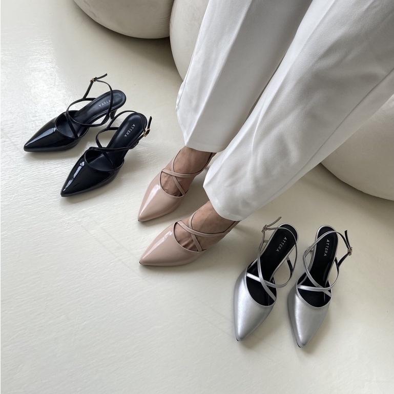 ATTERA - URVI (black/nude/silver) - Sepatu Hak Tertutup Wanita 7cm - Sepatu Heels - Heels Wanita - H