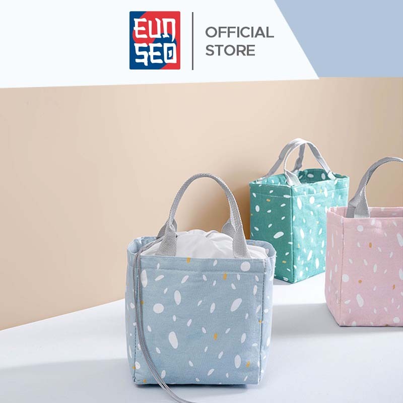 EUNSEO Tas Bekal Warna Pastel Motif Pattern Lunch Cooler Bag Tas Makanan Aluminium Import