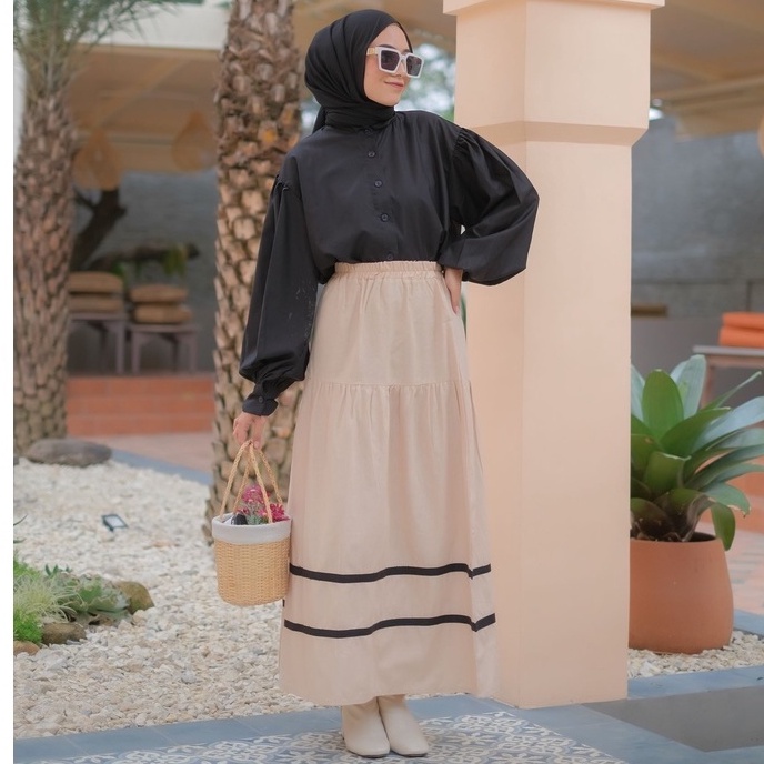 ALIGATA SKIRT - rok murah / skirt cantik /bawahan linen kekinian / earthtone