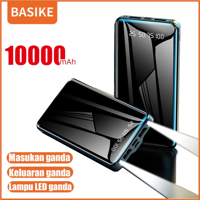 powerbank 10000mah BASIKE asli Dengan lampu LED ganda Keluaran ganda