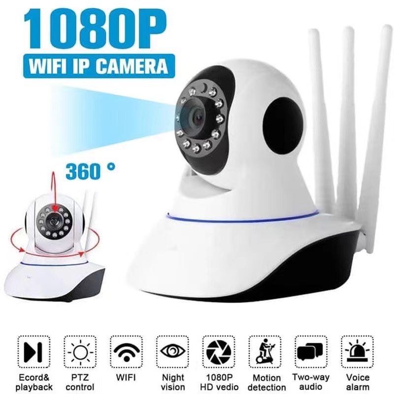 Kamera Cctv V380 1080p HD Kamera Pengintai CCTV Wireles Wifi 3 Antena
