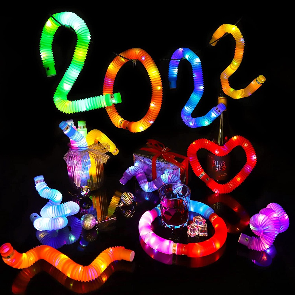 Light Up Pop Tubes Pop Pipes Mainan Lampu Stick Pipa Fidget Toy