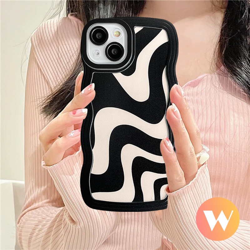 Wavy Edge Soft Case Redmi A1 10C 10A 9 9T 10 9A 9C Mi 11T Pro PO CO X3 NFC Pro M3 Redmi Note 11s 10s 11Pro 10 9 8 10Pro Plus Fashion Art Motif Zebra Garis Tidak Teratur Penutup Belakang