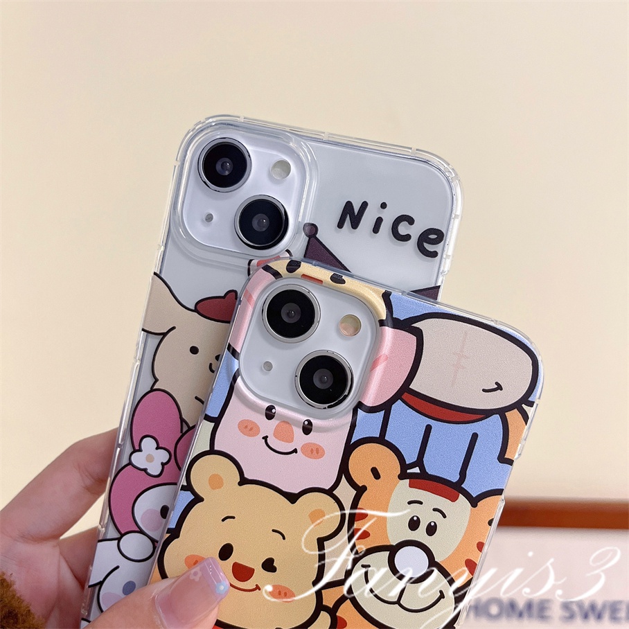 Compatible For iPhone 14 13 12 11 Pro Max X XR Xs Max 8 7 6 6s Plus SE 2020 Kompatibel Untuk Kartun Animasi Warna Lensa Phone Case Bening TPU Soft Cover Pelindung