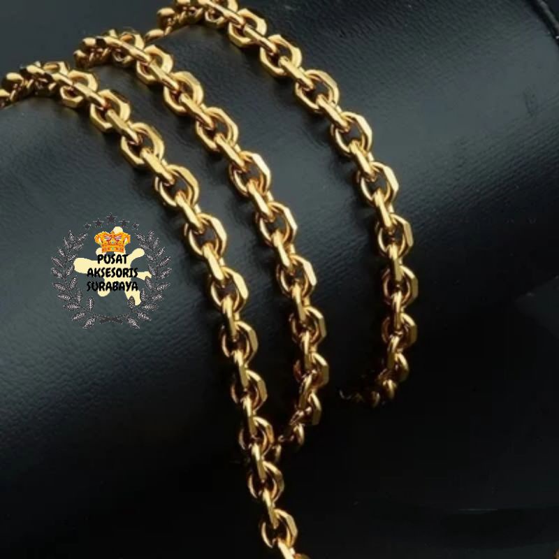 KALUNG TITANIUM NURI SKAKEL WARNA EMAS STAINLESS STEEL 316L