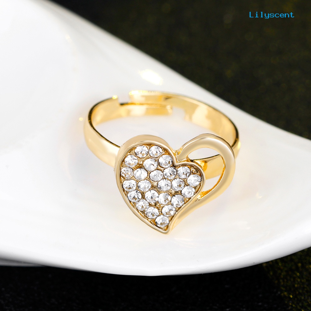 [LS] Berlian Imitasi Berongga Cinta Hati Kalung Bangle Cincin Anting Perjamuan Set Perhiasan