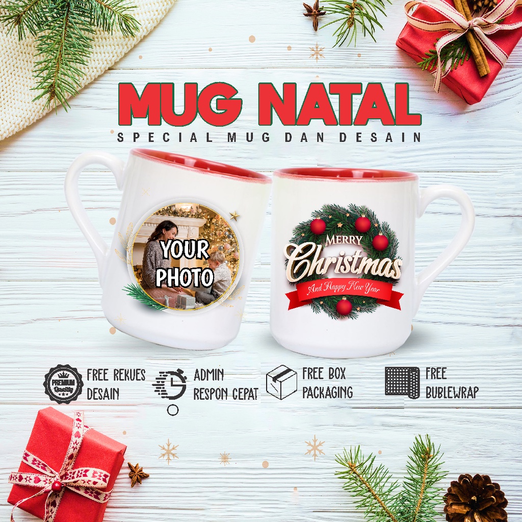 

SEHARI JADI. Hampers Mug NATAL "special natal" merry chrismas" BISA CUSTOM FOTO, DLL