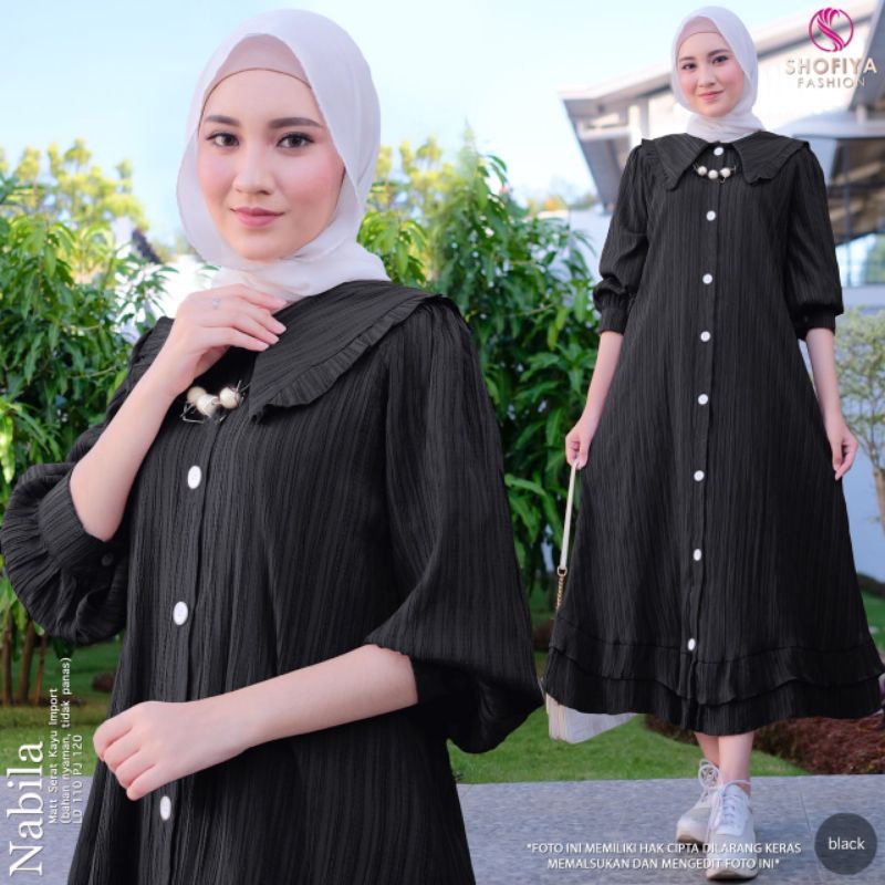 NABILA MIDI DRESS BAHAN SERAT KAYU IMPORT BY SHOFIYA FASHION